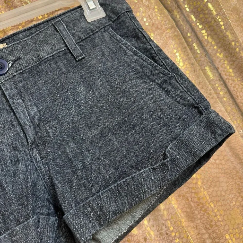 Forever 21 Vintage 2000s Y2K Low Rise Blue Cuffed Shorty Micro Shorts Size 30